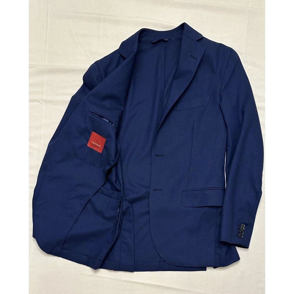 Luigi Bianchi Mantova Loro Piana Wool Blue Blazer Jacket EU 48 US 38R Pockets